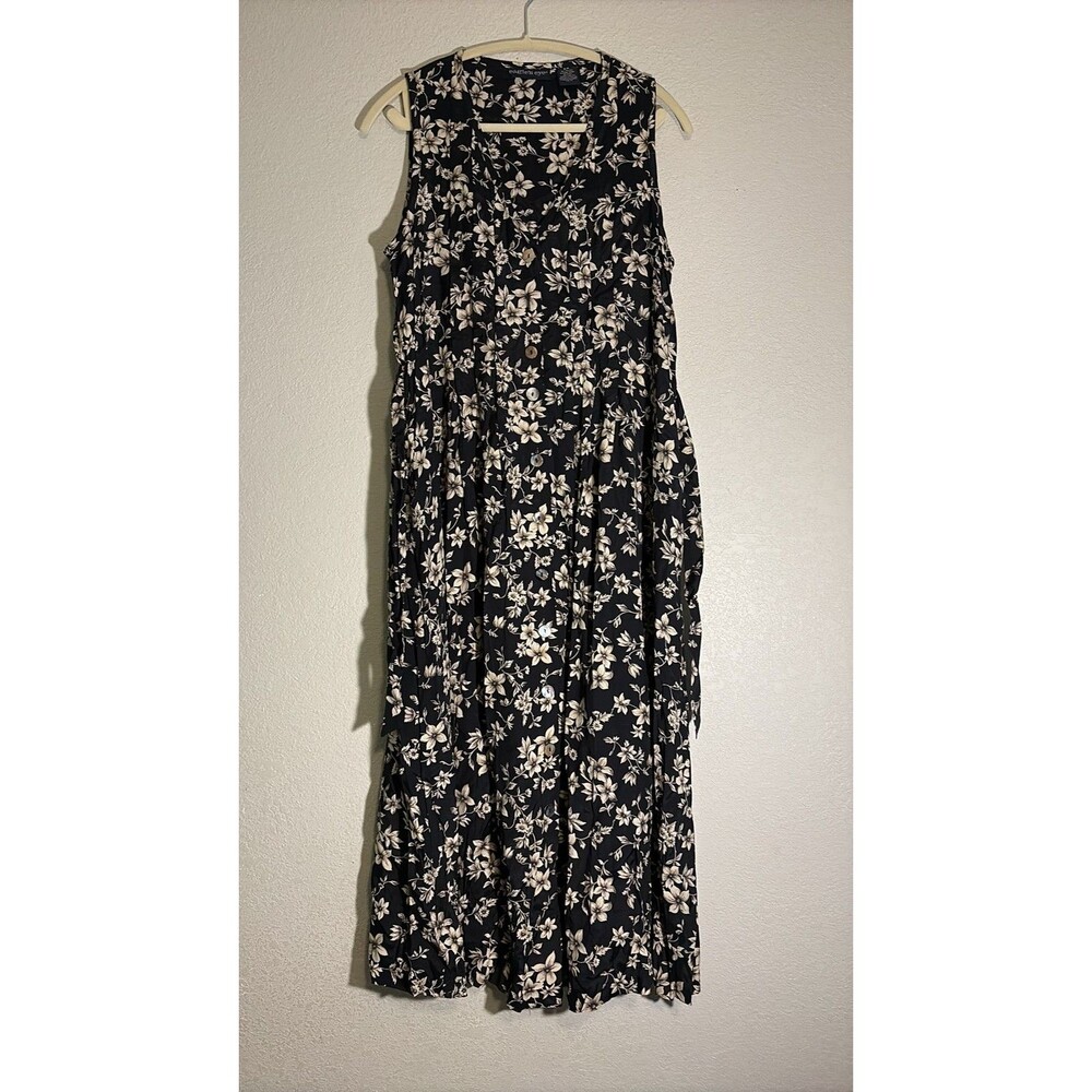 Vintage Eagle's Eye Floral Rayon Button Down Maxi Dress S/P